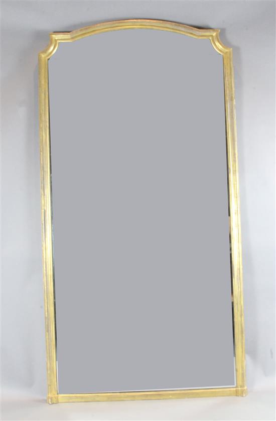 A late 19th century French giltwood wall mirror, W.3ft 8in. H.7ft 5in.